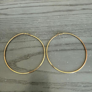 Women's Gold Tone Large Hoop Earrings